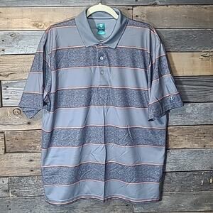 Pro Tour Airplay Polo Golf Shirt Gray Orange Stripe Wicking Large